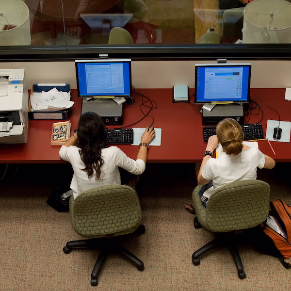 Students working on computers