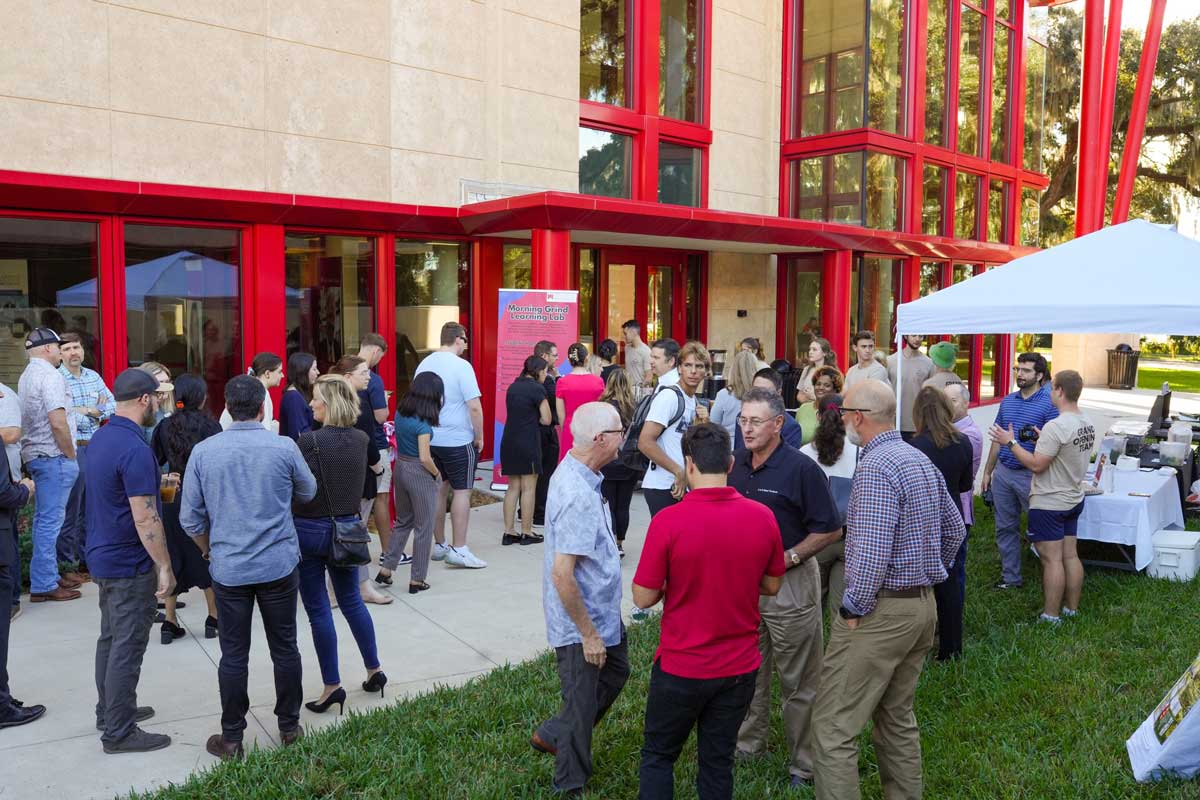 The crowd at the Morning Grind Grand Opening
