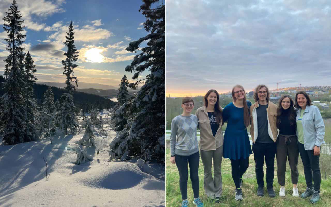 Winter scene (left) and group photo (right) from Crotteau's trip