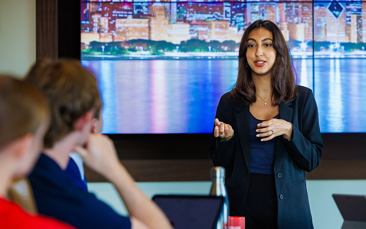 woman teaching in business classroom