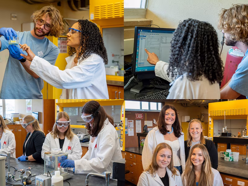 Collage of students working in laboratory