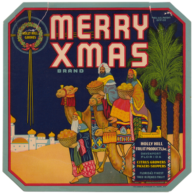Merry Xmas Citrus Crate Label